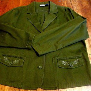 Chico's Coat Size 3 Army Green